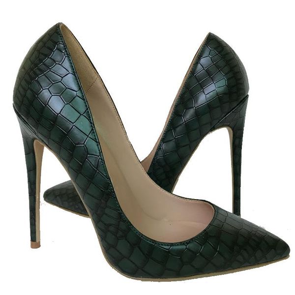 dress shoes dark green fashion high heels pointed toe slim heel 12cm stone pattern elegant all-match, Black
dress shoes dark green fashion high heels pointed toe slim heel 12cm stone pattern elegant all-match, Black