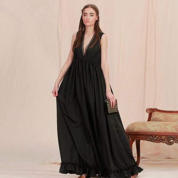 casual dresses women summer bohemian black maxi ladies vintage elegant deep v-neck ruffles loose beach long robe longue wcxi, Black;gray
casual dresses women summer bohemian black maxi ladies vintage elegant deep v-neck ruffles loose beach long robe longue wcxi, Black;gray