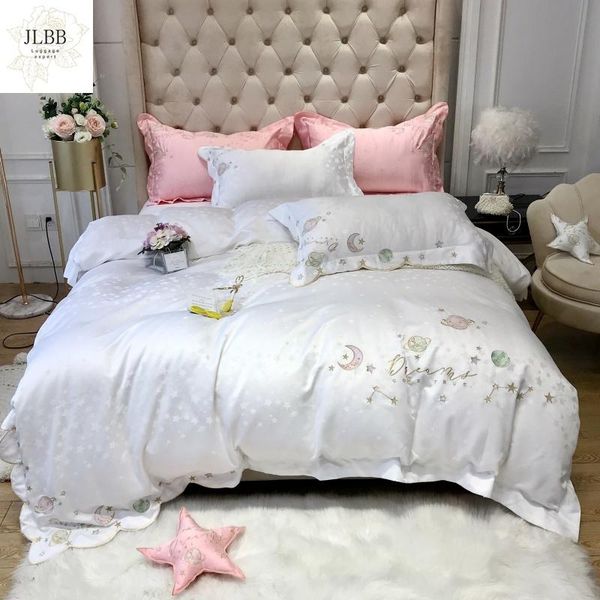 bedding sets white blue pink starry sky embroidery satin like silk cotton set jacquard duvet cover bed linen fitted sheet pillowcases
bedding sets white blue pink starry sky embroidery satin like silk cotton set jacquard duvet cover bed linen fitted sheet pillowcases