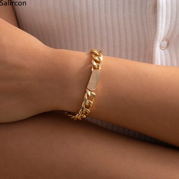 link, chain punk gold color aluminum bracelets bangles women fashion couple charm bracelet goth geometric chunky jewelry, Black
link, chain punk gold color aluminum bracelets bangles women fashion couple charm bracelet goth geometric chunky jewelry, Black