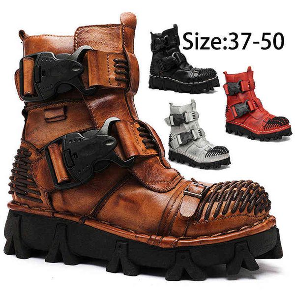 men's genuine leather skull gothic punk motorcycle desert combat ankle boot safety shoes military winter, Black
men's genuine leather skull gothic punk motorcycle desert combat ankle boot safety shoes military winter, Black
