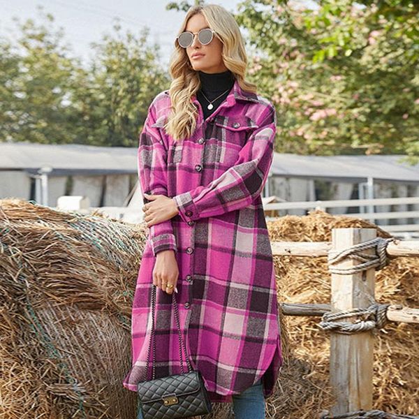 women's wool & blends autumn and winter european american long sleeved plaid windbreaker lapel loose shirt jacket, Black
women's wool & blends autumn and winter european american long sleeved plaid windbreaker lapel loose shirt jacket, Black