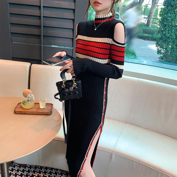 casual dresses 2021 knitted dress autumn and winter striped temperament slim small off-the-shoulder breasted split skirt, Black;gray
casual dresses 2021 knitted dress autumn and winter striped temperament slim small off-the-shoulder breasted split skirt, Black;gray