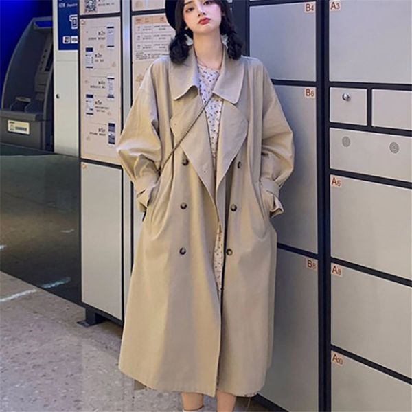 women's trench coats spring khaki coat women autumn casual windbreaker female long double breasted overcoat loose ladies clothes, Tan;black
women's trench coats spring khaki coat women autumn casual windbreaker female long double breasted overcoat loose ladies clothes, Tan;black