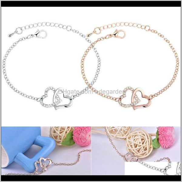 charm jewelry drop delivery 2021 bracelets for women ladies elegant european and american simple double heart female bracelet pulseras mujer, Golden;silver
charm jewelry drop delivery 2021 bracelets for women ladies elegant european and american simple double heart female bracelet pulseras mujer, Golden;silver