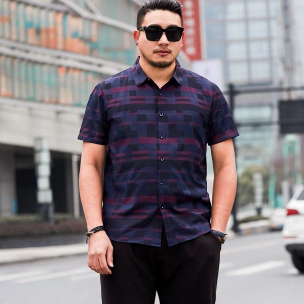 summer men's fattening plus size fashion casual plaid printed short sleeve shirt young fat shirts, White;black
summer men's fattening plus size fashion casual plaid printed short sleeve shirt young fat shirts, White;black