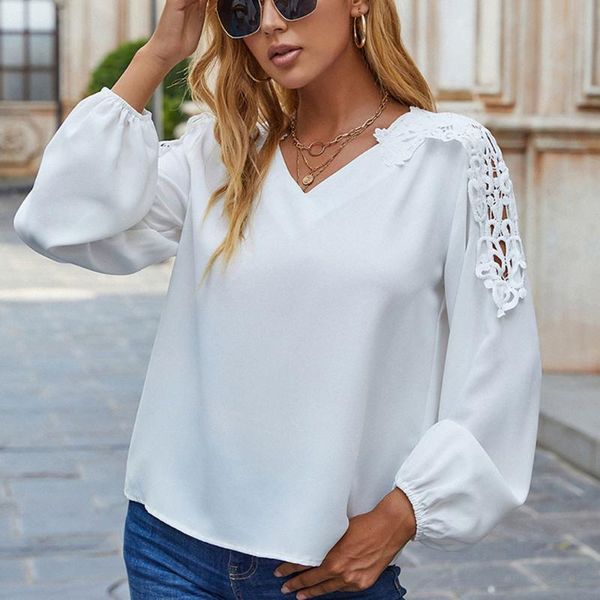 women's blouses & shirts autumn 2021 solid color casual womens blouse fashion lace splicing v-neck long sleeve white loose simplicity w
women's blouses & shirts autumn 2021 solid color casual womens blouse fashion lace splicing v-neck long sleeve white loose simplicity w
