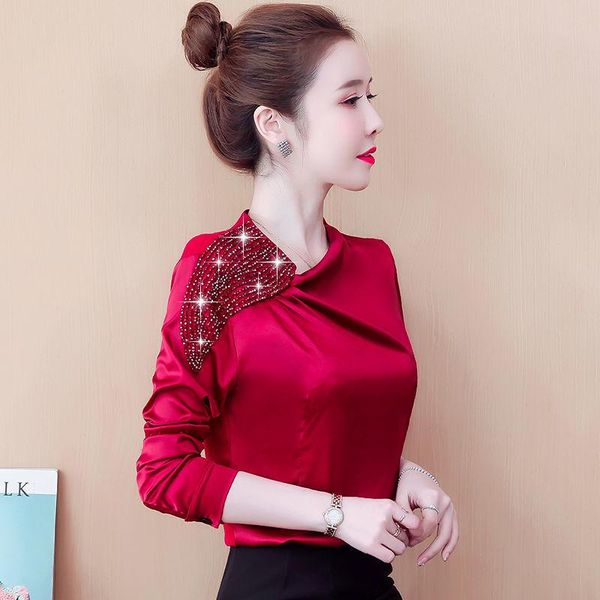 women's blouses & shirts women 2021 spring autumn fashion solid color satin female long sleeve thin ladies pullover casual q303, White
women's blouses & shirts women 2021 spring autumn fashion solid color satin female long sleeve thin ladies pullover casual q303, White
