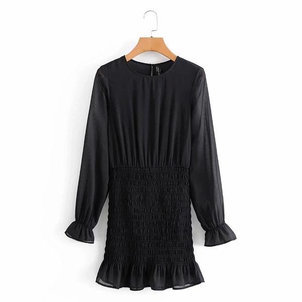women elastic ruffle hem black chiffon mini dress female o neck long sleeve clothes casual lady slim vestido d6973 210430, Black;gray
women elastic ruffle hem black chiffon mini dress female o neck long sleeve clothes casual lady slim vestido d6973 210430, Black;gray