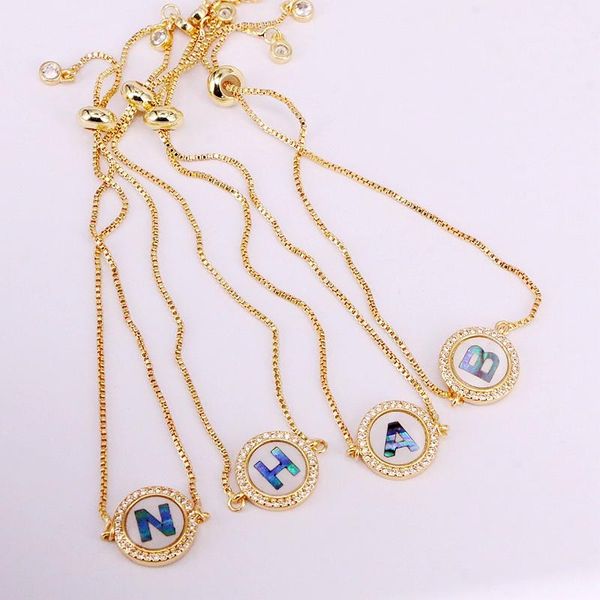 link, chain 12pcs, fashion elegant cz micro pave abalone shell letter bracelets lady girl crystal jewelry gifts, Black
link, chain 12pcs, fashion elegant cz micro pave abalone shell letter bracelets lady girl crystal jewelry gifts, Black