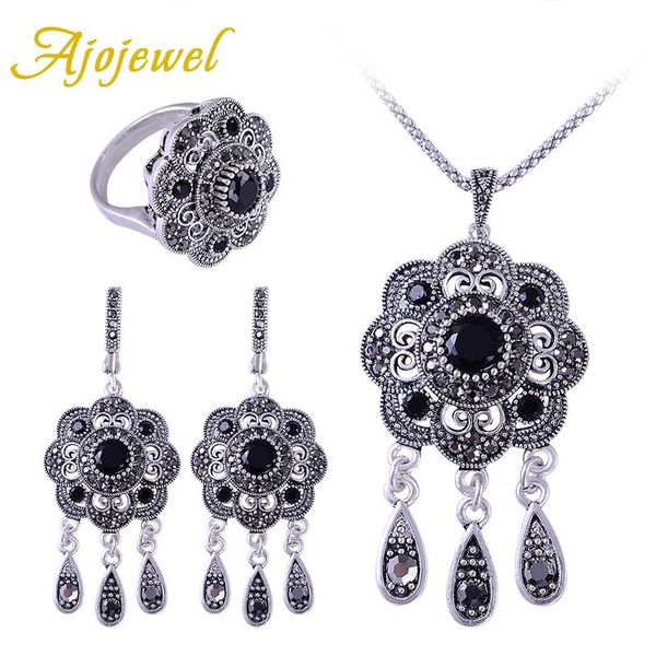 earrings & necklace ajojewel turkish jewelry sets vintage antique black crystal flower ring tassel for women, Silver
earrings & necklace ajojewel turkish jewelry sets vintage antique black crystal flower ring tassel for women, Silver