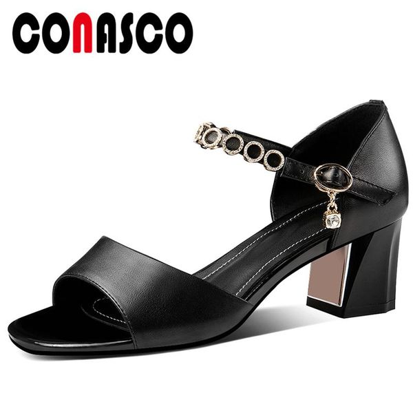 women cow leather sandals peep toe pumps 2021 summer fashion casual rhinestone metal chain thick high heel shoes woman, Black
women cow leather sandals peep toe pumps 2021 summer fashion casual rhinestone metal chain thick high heel shoes woman, Black