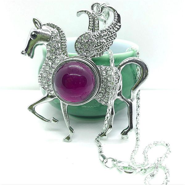 rhinestone crystal horse mood necklace pendant hollow sweater chain female creative gift, Silver
rhinestone crystal horse mood necklace pendant hollow sweater chain female creative gift, Silver