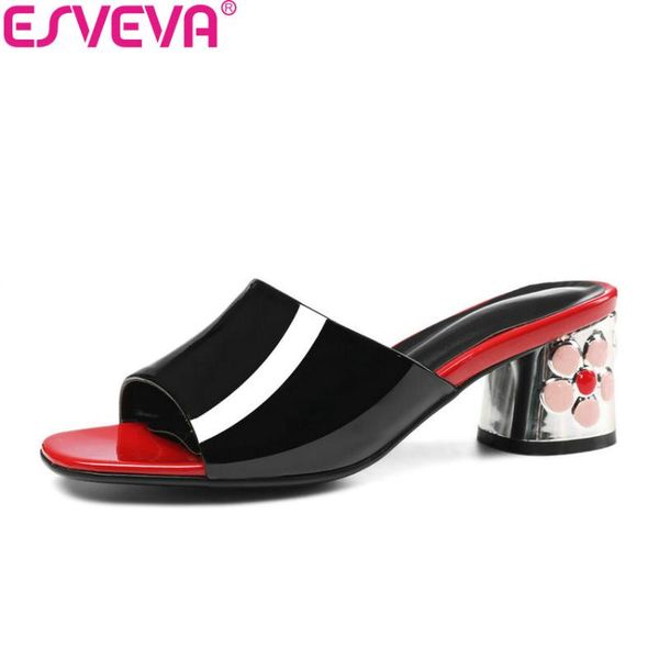 square toe women sandals high heels slippers cow leather pu slip on shallow flower shoes size 34-43, Black
square toe women sandals high heels slippers cow leather pu slip on shallow flower shoes size 34-43, Black