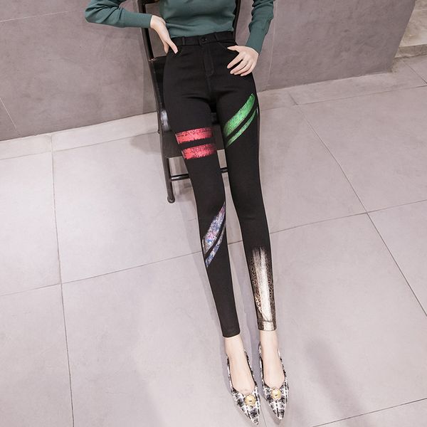 d 1178 black european spring new heavy stamping in pants waist stretch pants feet pants leggings women wear outside, Blue
d 1178 black european spring new heavy stamping in pants waist stretch pants feet pants leggings women wear outside, Blue