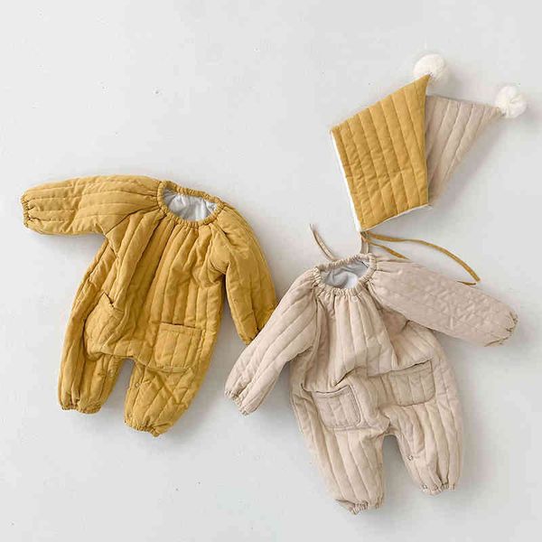 born infant baby boys girls pure color rompers hat clothing autumn winter kids boy girl long sleeve thicken clothes 210429, Blue
born infant baby boys girls pure color rompers hat clothing autumn winter kids boy girl long sleeve thicken clothes 210429, Blue