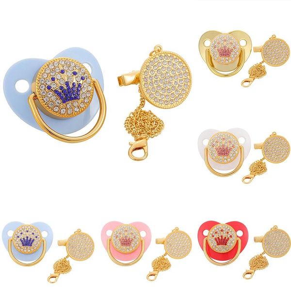pacifiers# diamond golden baby pacifier with clips chain bling crown teether toys food grade silicone infant pendant
pacifiers# diamond golden baby pacifier with clips chain bling crown teether toys food grade silicone infant pendant
