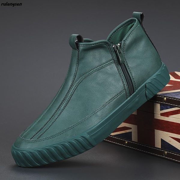 men's shoes autumn 2021 high-casual leather mid-trend youth sneakers one foot dress, Black
men's shoes autumn 2021 high-casual leather mid-trend youth sneakers one foot dress, Black