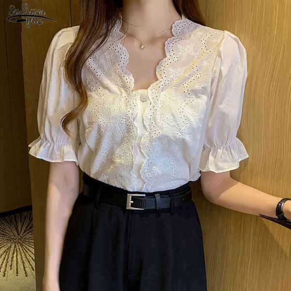 fashion hollow white blouse splicing short sleeve shirt for women flare summer versatile v-neck lace 13984 210521
fashion hollow white blouse splicing short sleeve shirt for women flare summer versatile v-neck lace 13984 210521
