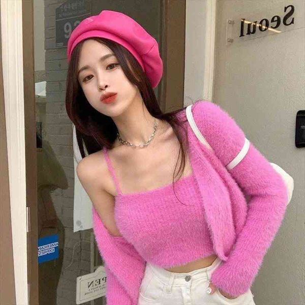 sweet faux mink knitting suits for women spring autumn high street crop long sleeve cardigans camisole harajuku sweater set, White;black
sweet faux mink knitting suits for women spring autumn high street crop long sleeve cardigans camisole harajuku sweater set, White;black