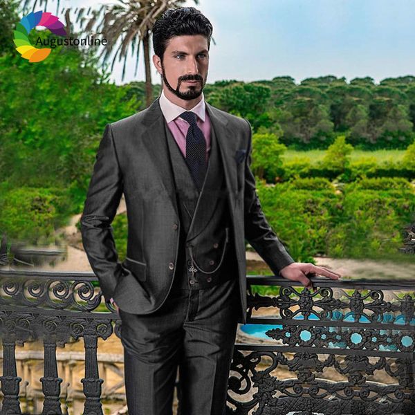 men's suits & blazers double breasted dark grey men wedding custom made groomsmen suit italian groom tuxedos man 3piece jacket pan, White;black
men's suits & blazers double breasted dark grey men wedding custom made groomsmen suit italian groom tuxedos man 3piece jacket pan, White;black