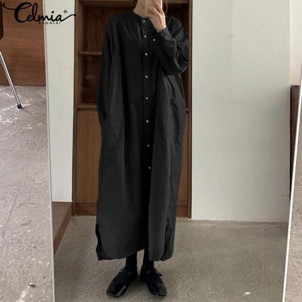 casual dresses women minimalist maxi long dress celmia solid sleeve button shirt fashion slit hem office vestido oversize 7, Black;gray
casual dresses women minimalist maxi long dress celmia solid sleeve button shirt fashion slit hem office vestido oversize 7, Black;gray