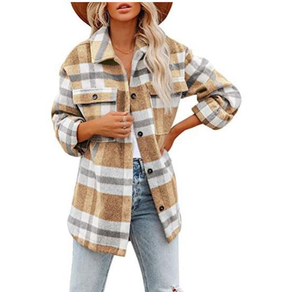 womens wool blends long sleeve shirts woolen plaid flannel loose shirt jacket coats casual fashion women cardigan, Black
womens wool blends long sleeve shirts woolen plaid flannel loose shirt jacket coats casual fashion women cardigan, Black