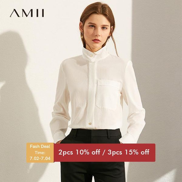 women's blouses & shirts amii minimalism autumn fashion design stand collar women shirt causal solid full sleeve loose female 12040347, White
women's blouses & shirts amii minimalism autumn fashion design stand collar women shirt causal solid full sleeve loose female 12040347, White