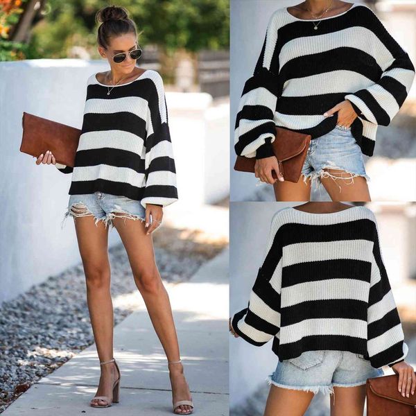 yiciya women and pullovers knitwear sweater white balck striped big size loose womens jumper long sleeve pull femme, White;black
yiciya women and pullovers knitwear sweater white balck striped big size loose womens jumper long sleeve pull femme, White;black