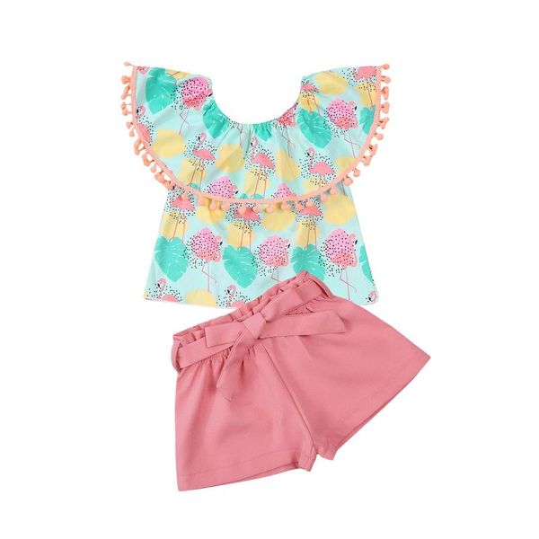 clothing sets citgeesummer toddler girls clothes flamingo print ruffled collar + solid color shorts, White
clothing sets citgeesummer toddler girls clothes flamingo print ruffled collar + solid color shorts, White