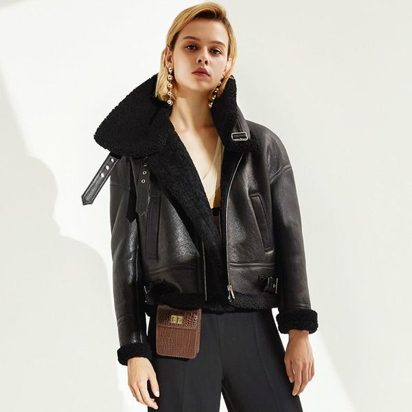 women's leather & faux genuine jackets black short shearling jacket coat moto thick warm lamb sheep fur winter sheepskin
women's leather & faux genuine jackets black short shearling jacket coat moto thick warm lamb sheep fur winter sheepskin