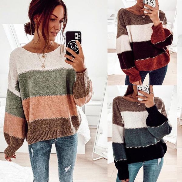women's sweaters women sweater striped print o neck casual loose female fall winter knitted color contrast soft warm wool pullovers, White;black
women's sweaters women sweater striped print o neck casual loose female fall winter knitted color contrast soft warm wool pullovers, White;black