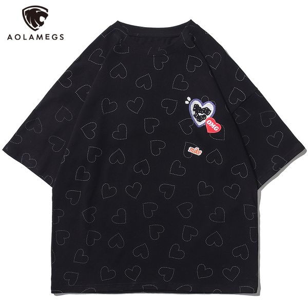 men's polos aolamegs reflective male t-shirt in the form of a heart print, t-shirts baggy all-match college s summer streetwear, White;black
men's polos aolamegs reflective male t-shirt in the form of a heart print, t-shirts baggy all-match college s summer streetwear, White;black