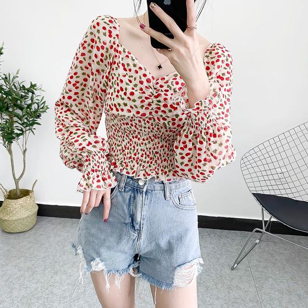 women's blouses & shirts 2021 spring summer cute women long sleeve korean v neck slim waist floral chiffon blouse ns4510, White
women's blouses & shirts 2021 spring summer cute women long sleeve korean v neck slim waist floral chiffon blouse ns4510, White