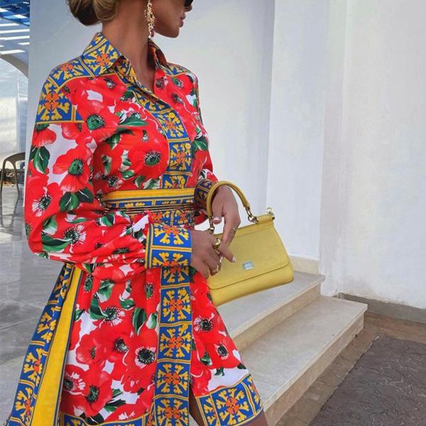 casual dresses sicily shirt dress vintage red flower print summer spring fashion design women runway bead belt, Black;gray
casual dresses sicily shirt dress vintage red flower print summer spring fashion design women runway bead belt, Black;gray
