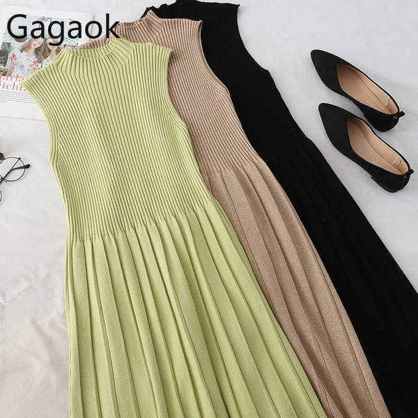 women knitted slim bottoming dress spring autumn solid sleeveless o-neck retro midi stretch ladies dresses robe femme 210531, Black;gray
women knitted slim bottoming dress spring autumn solid sleeveless o-neck retro midi stretch ladies dresses robe femme 210531, Black;gray