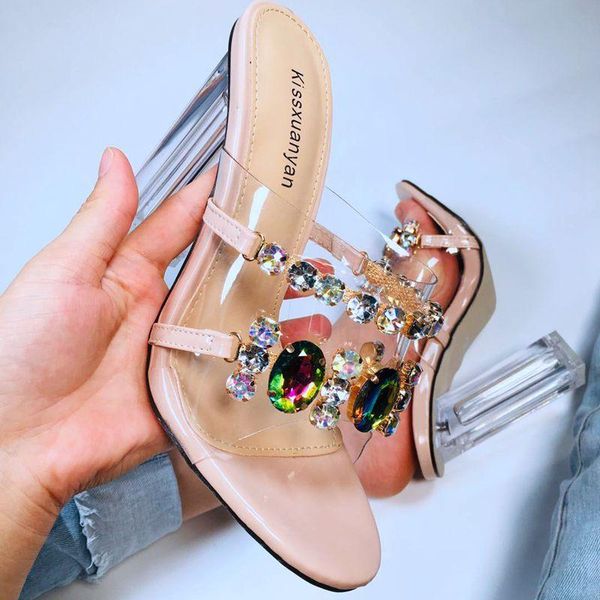 dress shoes summer style fish mouth transparent rhinestone thick high-heeled sandals, Black
dress shoes summer style fish mouth transparent rhinestone thick high-heeled sandals, Black