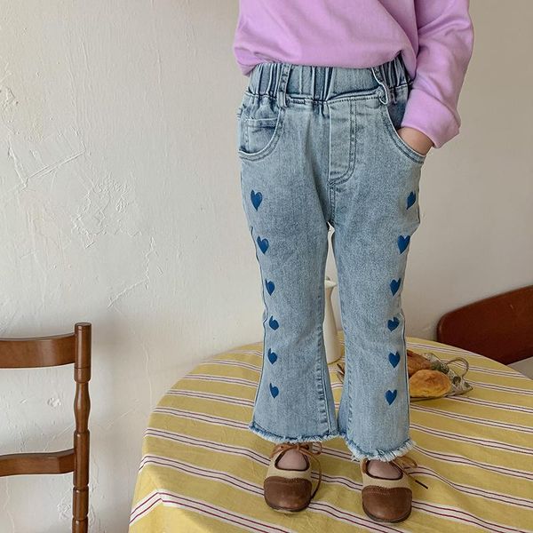 jeans fashion autumn love print for girls 2021 elastic flare denim trousers, Blue
jeans fashion autumn love print for girls 2021 elastic flare denim trousers, Blue