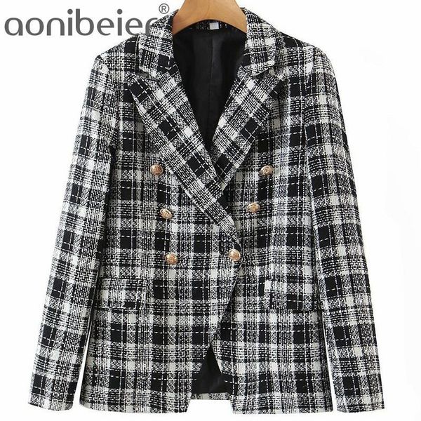 women's suits & blazers aonibeier autumn winter tweed woolen checked metal double breasted notched collar woman casual jacket plaid coa, White;black
women's suits & blazers aonibeier autumn winter tweed woolen checked metal double breasted notched collar woman casual jacket plaid coa, White;black