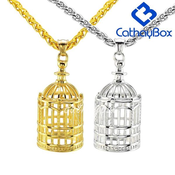 pendant necklaces men jewelry punk gold tonestainless steel bird cage necklace chain 24", Silver
pendant necklaces men jewelry punk gold tonestainless steel bird cage necklace chain 24", Silver