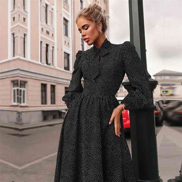 women clothing autumn elegant vintage polka dot print bow tie midi dress winter casual long sleeve wide hem 210427, Black;gray
women clothing autumn elegant vintage polka dot print bow tie midi dress winter casual long sleeve wide hem 210427, Black;gray