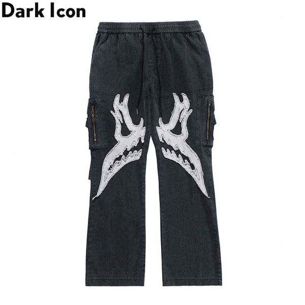 patched side pockets cargo flare pants men women elastic waist street fashion men's pants 210603, Black
patched side pockets cargo flare pants men women elastic waist street fashion men's pants 210603, Black
