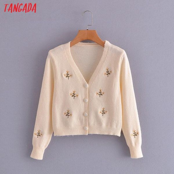 women's knits & tees tangada 2021 women sweet emboridery knitted cardigan sweater jumper long sleeve button-up female outerwear 3a146, White
women's knits & tees tangada 2021 women sweet emboridery knitted cardigan sweater jumper long sleeve button-up female outerwear 3a146, White