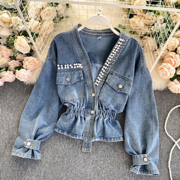 streetwear women's denim jackets fashion pearl short jean jacket korean v-neck slim single breasted outerwear spring coat, Black;brown
streetwear women's denim jackets fashion pearl short jean jacket korean v-neck slim single breasted outerwear spring coat, Black;brown