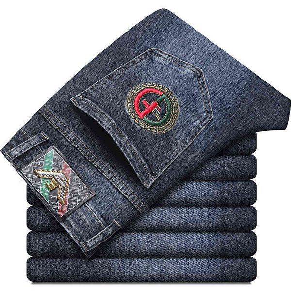 autumn 2021 men's jeans cotton korean version thick small feet slim fit international ga embroidery, Blue
autumn 2021 men's jeans cotton korean version thick small feet slim fit international ga embroidery, Blue