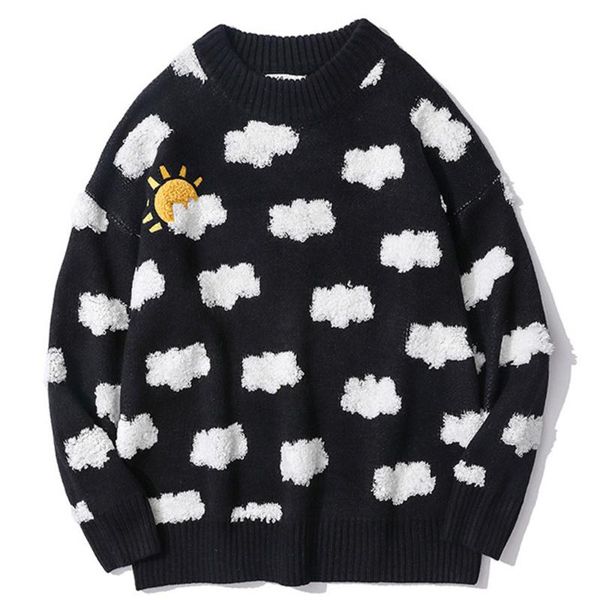 men's sweaters hip hop harajuku knitted streetwear flocking clouds vintage retro pullovers 2021 men autumn cotton casual sweater black, White;black
men's sweaters hip hop harajuku knitted streetwear flocking clouds vintage retro pullovers 2021 men autumn cotton casual sweater black, White;black