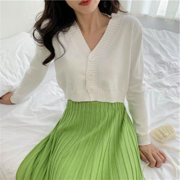 women's knits & tees ladies korean style small fresh knitted cardigan jacket fashion simple high waist short long sleeve v-neck pattern, White
women's knits & tees ladies korean style small fresh knitted cardigan jacket fashion simple high waist short long sleeve v-neck pattern, White