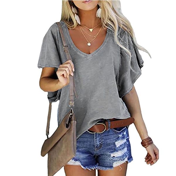 women's t-shirt good quality factory price fashion selling solid color lotus leaf sleeve loose v-neck short-sleeved, White
women's t-shirt good quality factory price fashion selling solid color lotus leaf sleeve loose v-neck short-sleeved, White