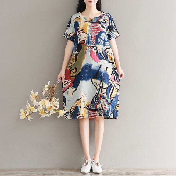 short sleeve plus size cotton vintage floral women casual loose midi summer dress elegant clothes 2021 ladies dresses sundress, Black;gray
short sleeve plus size cotton vintage floral women casual loose midi summer dress elegant clothes 2021 ladies dresses sundress, Black;gray