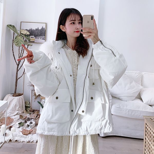 winter white duck down jacket female women's short oversized fashion real raccon fur collar parka tooling chic coat 210520, Black
winter white duck down jacket female women's short oversized fashion real raccon fur collar parka tooling chic coat 210520, Black